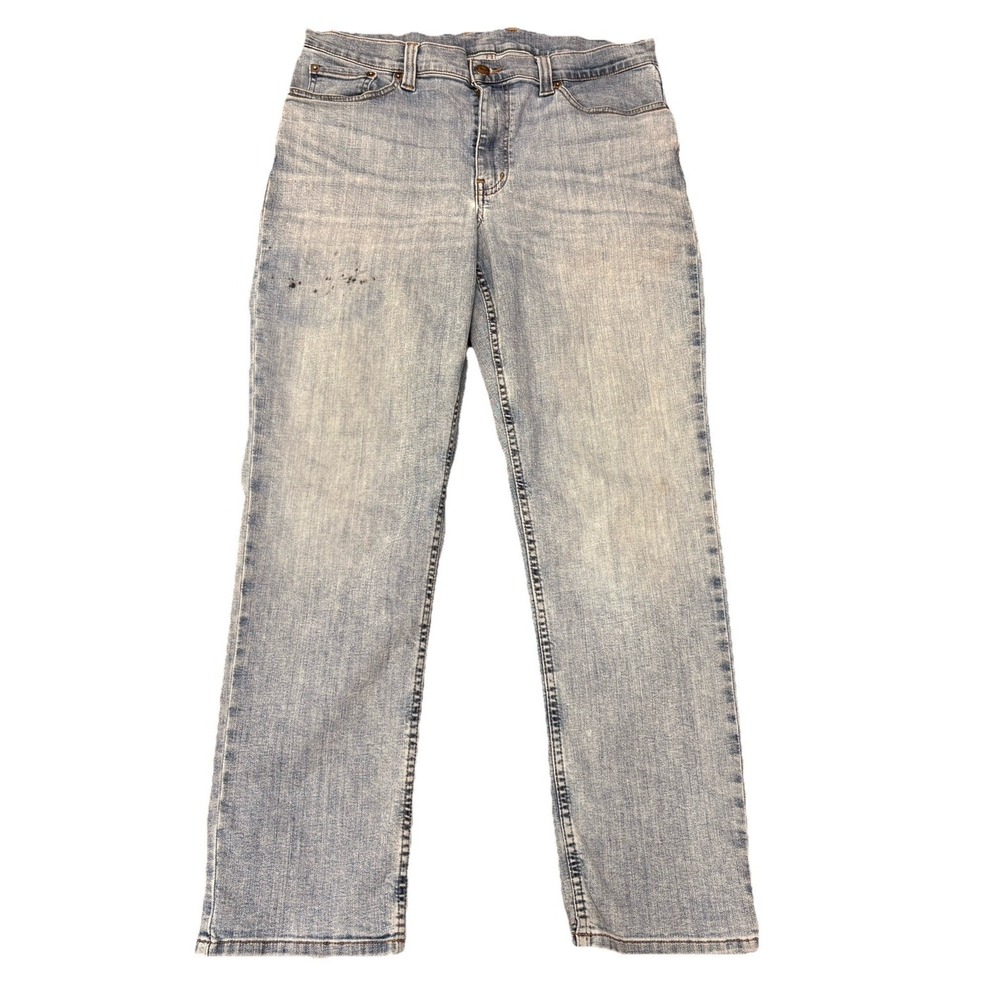 LL BEAN Mens Denim Jeans Natural Fit Light Blue Relaxed Fit 34 X 30 READ